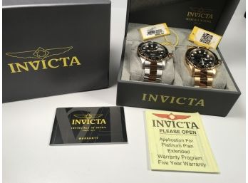 Two Brand New INVICTA Pro Divers - One All Gold Tone - One Two Tone - BRAND NEW - Paid $995 - Tag & Booklets