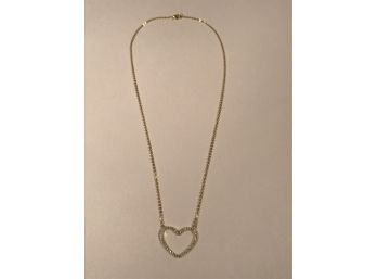 Beautiful Sterling Silver 15' Necklace With 14kt Gold Overlay  Heart Pendant - NICE GIFT IDEA !