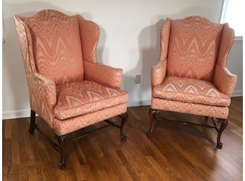 Fantastic Pair Of Queen Anne Style Wing Chairs By SOUTHWOOD Great Condition - Beautiful Lines - HIGH QUALITY