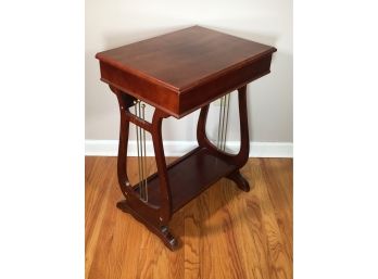 Lovely Mahogany Lyre Side Lift Top Table - Very Nice Condition - Bombay Company - Nice Piece !