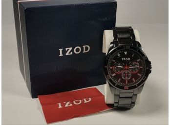 Beautiful LACOSTE / IZOD Chronograph Watch - Super Slim Watch - All Graphite Black - New In Box - $225 Retail