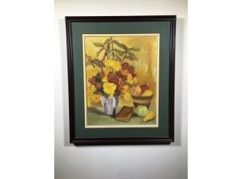 Vintage Impasto Oil On Board Still Life - Great Colors - Framed Under Glass - Interesting Piece - Unsigned