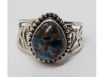 Matrix Neon Apatite Ring In Sterling Silver