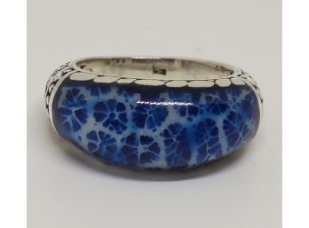 Bali Blue Sponge Coral Ring In Sterling