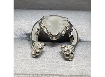 Funny Little Frog Ring In Silver Tone