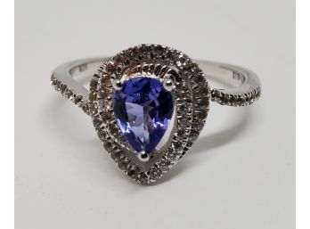 Tanzanite Ring In Platinum Over Sterling Silver