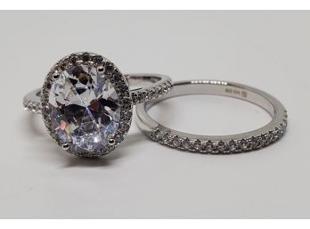 Premium Cubic Zirconia Ring Set In Sterling