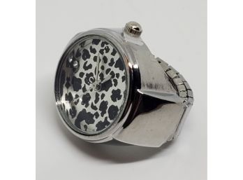 Nice Crystal Leopard Spotted Watch Ring In Stainless