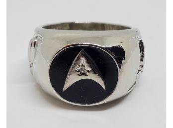 Awesome Star Trek Enterprise Ring In Silver Tone