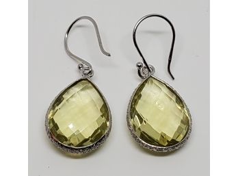 Brazilian Lemon Quartz Earrings In Sterling Silver