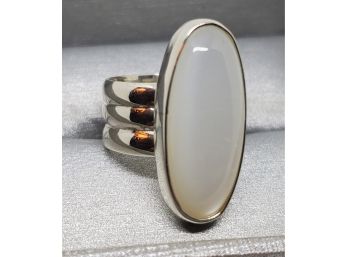 Beautiful Moonstone Ring In High Polish Sterling Silver