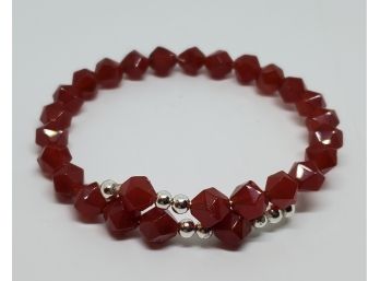 Pretty Carnelian & Sterling Beads Bracelet