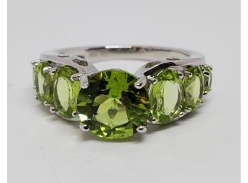 Amazing Manchurian Peridot, Rhodium Over Sterling Ring