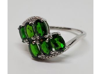 Natural Russian Diopside Ring In Platinum Over Sterling