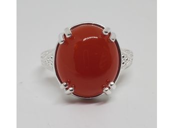 Red Agate Ring In Sterling Silver