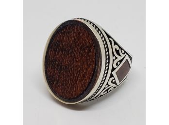 Awesome Wooden Men's Ring In Sterling Silver