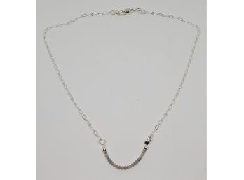 Platinum Color Diamond Faceted 2mm Rondelles With Sterling Over Chain 1.5' Of Diamonds