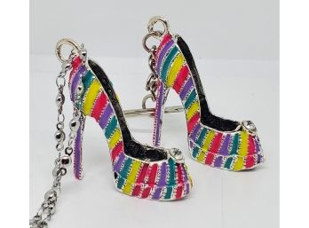 Colorful High Heel Pendant Necklace With Matching Keychain