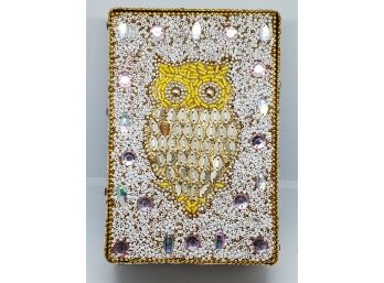 Amazing White Owl Beaded Jeweled Jewelry Storage Box