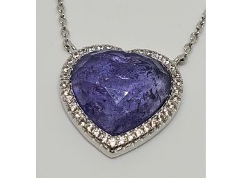 Tanzanite & Zircon Sterling Heart Necklace