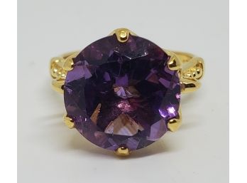 Amazing Amethyst In 18k Yellow Gold Over Sterling Ring