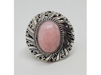 Bali Peruvian Pink Opal Ring In Sterling