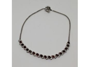 Indian Garnet Bolo Bracelet In Sterling