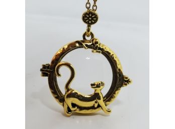 Very Cool Cat Magnifying Glass Pendant Necklace