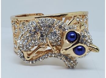 Austrian Crystal Cuff Bracelet With Removable Magnetic Lemur Broach