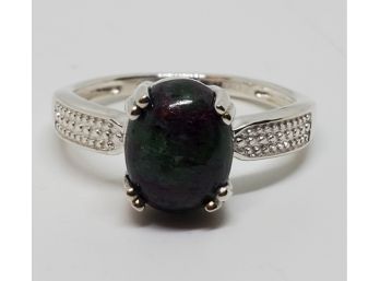 Cute Ruby Zoisite Ring In Sterling Silver