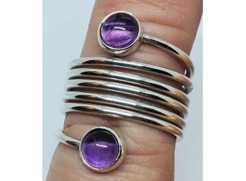 Sterling Silver 2 Tone Amethyst Ring