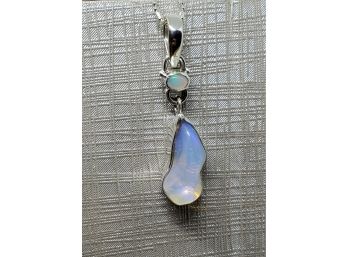 Beautiful Ethiopian Opal Pendant Necklace In Sterling