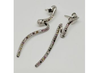 Multi Tourmaline, Rhodium Over Sterling Earrings