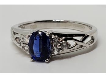 Beautiful Kyanite & Zircon Ring In Platinum Over Sterling