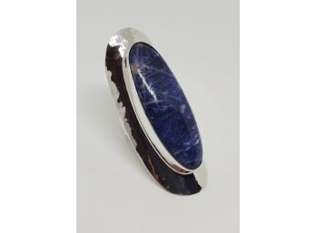 High Polished Elongated Sterling Ring With Sodalite