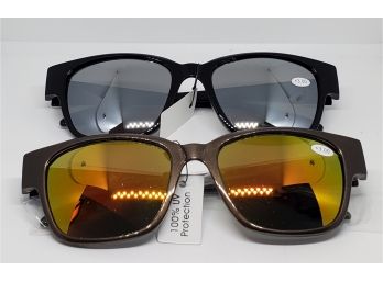 2 Pair Of New Joy Mangano Mirrored Sunglasses With Cloth Cases