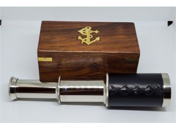 Fully Functional Hand Crafted Telescope With Nautical Wooden Box