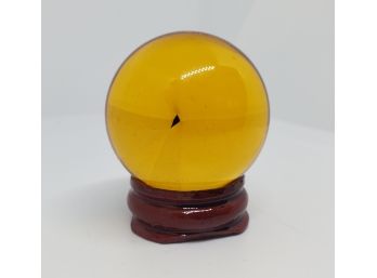 40mm Amber Color Obsidian Sphere With Stand