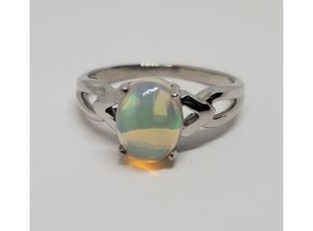 Ethiopian Opal Ring In Platinum Over Sterling