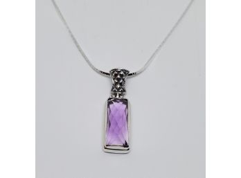 Bali Rose De France Amethyst Pendant Necklace In Sterling