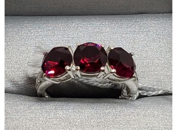 Ruby Swarovski Crystal Ring In Sterling