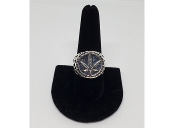 Very Cool Marijuana Leaf Ring In Silver Tone