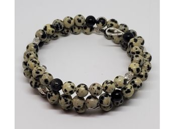 Dalmatian Stone & Black Onyx Coil Bracelet