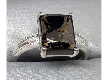 Matrix Silver Shungite Ring In Sterling