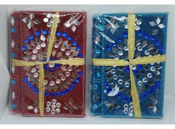 2 New Handmade Embellished Notebook And Pen Sets