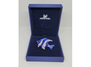 Incredible Swarovski Colina Exotic Fish Pin Broach In Original Box