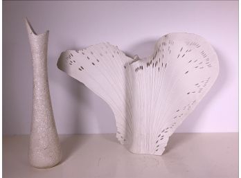 Two Unique White Vases