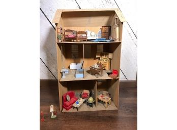 Vintage Dollhouse And Furnishings