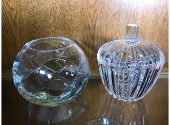 Crystal Candy Dish & Round Vase