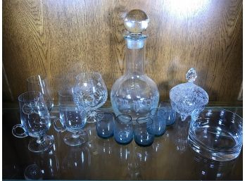 Decanter & Assorted Glasses